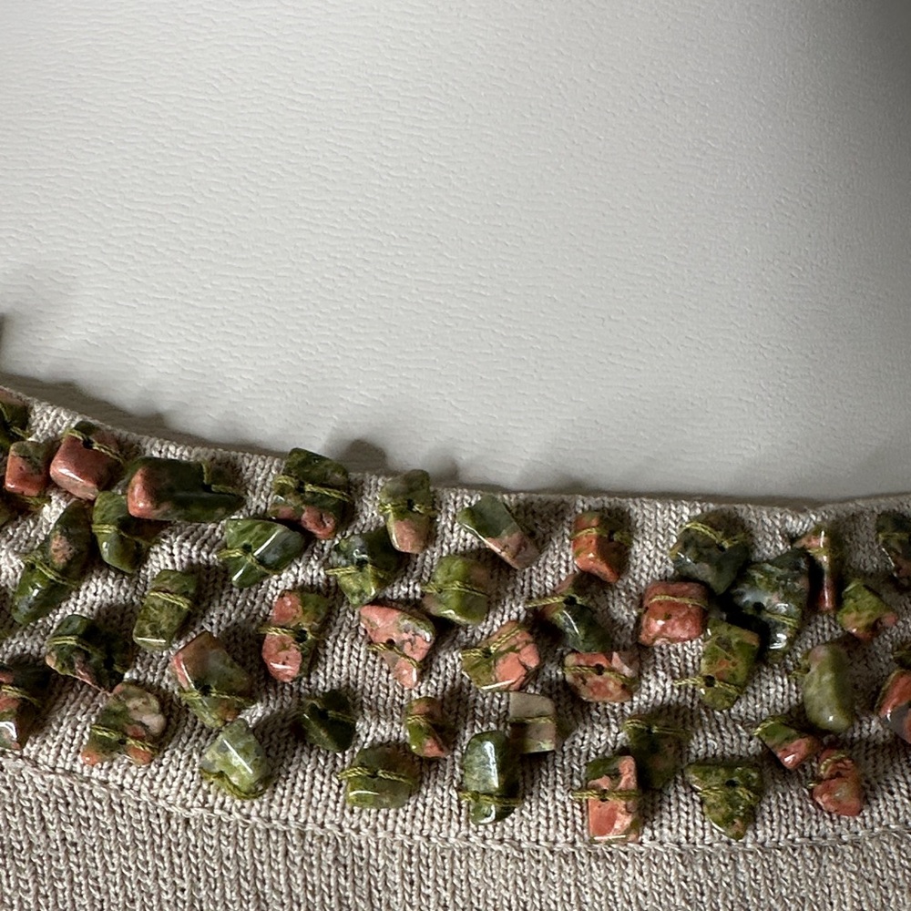 Joseph Cream Long Sleeve Top with Beaded Green Accent - Picture 3 of 9